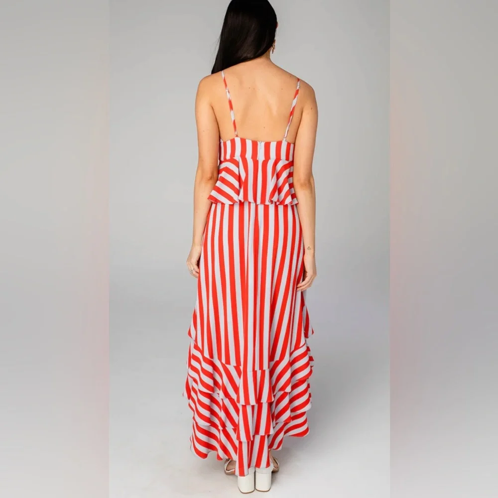 Buddy Love Georgia Ruffled Tiered Sleeveless High-Low Dress-Nautical - Picture 5 of 8